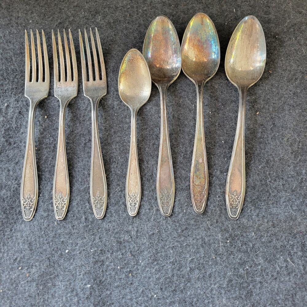 7 International Silver PRINCESS LADY DORIS‎ Spoons & Forks Silverplate 1929